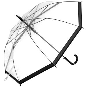 Regenschirm Transparent Durchsichtig Automatiköffnung Farbrand Schwarz