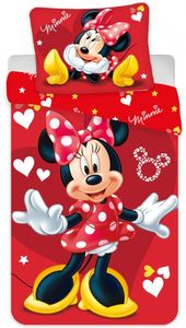Súprava posteľnej bielizne pre batoľatá Minnie Mouse Disney 100x135 40x60cm Červená súprava