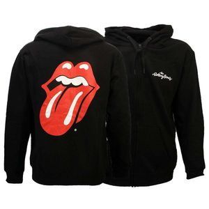 The Rolling Stones Tongue and Lips Logo Zipper Hoodie Sweater Weste Schwarz – Offizielles Merchandise -  XL