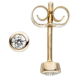 JOBO Ohrstecker 585 Gold Gelbgold 2 Diamanten Brillanten Ohrringe Diamantohrstecker