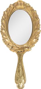 Clayre & Eef Handspiegel 13x27 cm Goldfarbig Polyresin