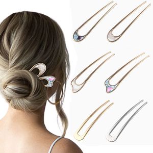 6 Stücke U Form Haarnadel Haarstäbchen, Metall U-förmig Französisch Haar Gabel, Retro Haarstäbchen Einfache HaarStock für Frauen Mädchen