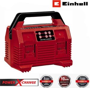 Einhell Original Ladegerät Power X-Quattrocharger 4A 18V, Laden von 2x2 Akkus,6-fache LED-Zustandsanzeige