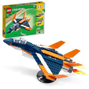 LEGO 31126 Creator 3-in-1 Überschalljet, Flugzeug, Hubschrauber und Boot, 3 Modelle zum Bauen, Spielzeug ab 7 jahre