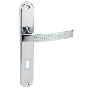 DOMINO Türgriff 72 Drückergarnitur BB-Buntbart Set | Türklinke für Zimmertür, Bürotür, Kellertür & Innentür | L-Form | Aluminium | Chrom | ALMA ECO M6