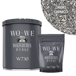 Steinteppich Set Marmorkies Bodenbeschichtung W730 Grigio Carnico Dunkelgrau 1-4mm - (25Kg) 2qm