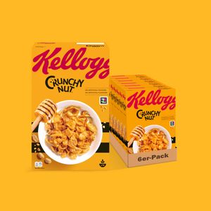 Kellogg's Crunchy Nut Cornflakes (6x 500g) – knusprige Frühstückscerealien mit Erdnüssen und Honig – ohne künstliche Farb- und Aromastoffe