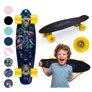 QKIDS Skateboard - Cruiser, 8 Designs, ABEC-7, 55,5 cm Deck, Bis zu 50kg, Galaxy