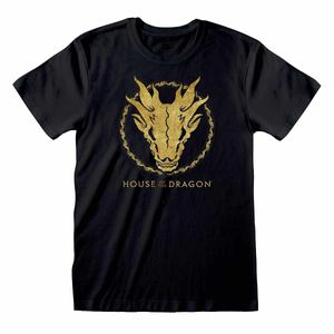 House of the Dragon TShirt Gold Ink Skull, Uni S