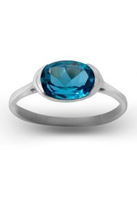 Stříbrný prsten s oválným švýcarským modrým topazem