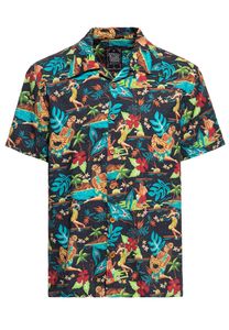 KING KEROSIN Hemd Im Tropical Hawaiian Style Schwarz Xl