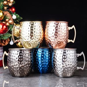 [500ml Kupferbecher in Silber] Moscow Mule Trinkbecher mit Kupferbeschichtung für Ihre Getränke Becher