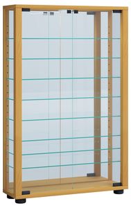 VCM Holz Glas Vitrine Sammel Glasvitrine Schaukasten Standvitrine Lumo Mini Spiegel Buche