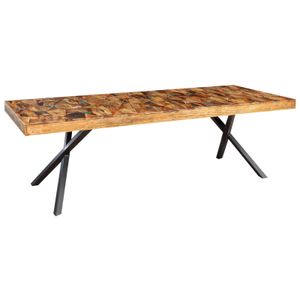 Holztisch mit metallgestell, Tisch massivholz 250x100x78 cm, Esstisch aus recyceltem holz