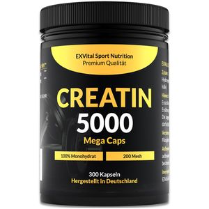 Creatin 5000 Monohydrat, Kreatin von EXVital Sport Nutrition, 300 Kapseln