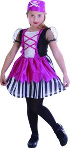 Piratenkostüm für Mädchen schwarz-weiss-pink