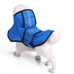 Leap Hunde Regenmantel mit Kapuze und sicheren reflektierenden Streifen, ultraleichte atmungsaktive 100% wasserdichte Regenjacke für kleine Hunde - Blau||XL