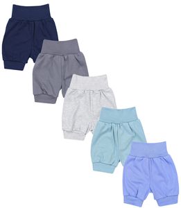 TupTam Unisex Baby Pumphose Sommershorts Baumwolle 5er Pack, Farbe: Dunkelblau Blau Graphit Grau Grün, Größe: 86/92