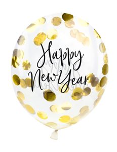Balony z konfetti Happy New Year 27cm 3szt