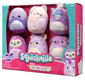 Squishmallows Squishville Mini plyšové fialové kamarátky Squad 6-Pack