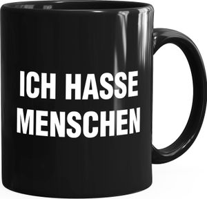 Ich hasse Menschen Spruch Kaffee-Tasse MoonWorks® schwarz unisize