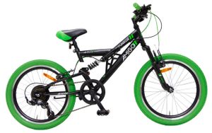Amigo Fun Ride - Mountainbike 20 Zoll für Jungen und Mädchen - geeignet ab 120 cm - mit 7-Gang und fahrradständer - Schwarz/Grün