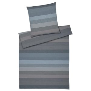 elegante Halbleinen Bettwäsche-Garnitur Fjord Farbe Graphit Größe 155x200cm+80x80