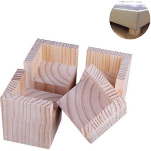 4 Stück Möbelriser aus Holz 5×5×10cm ,Möbelerhöhung für Bett, Sofa und Tisch, Bodenschutz, Holzfarbe,Möbelerhöher