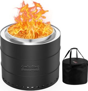 Onlyfire Rauchfreier Edelstahl-Gartenkamin 50cm Schwarz