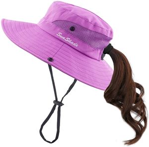 ASKSA Damen Sonnenhut UV Schutz Outdoor Hut Faltbar Wanderhut Gartenhut mit Verstellbare Kinnriemen, Violett