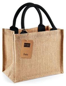 Westford Mill Jute-Tasche Jute Mini Gift Bag W412 Mehrfarbig Natural/Black 26 x 22 x 14 cm