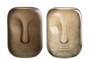 Vase Gesicht Glas Braun Large 2 Sortiert
