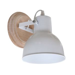Wandlampe BELFORD natur weiß aus Holz und Metall Wandstrahler Strandhaus