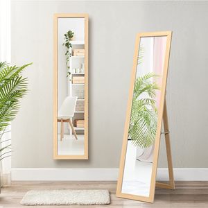 Ganzkörperspiegel 2 in 1, Standspiegel & Wandspiegel, Garderobenspiegel mit Holzrahmen, freistehend, für Schlafzimmer & Wohnzimmer & Geschäft (Natur)