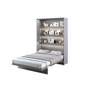 MEBLINI Schrankbett Bed Concept - Wandbett mit Lattenrost - Klappbett mit Schrank - Wandklappbett - Murphy Bed - Bettschrank - BC-01 - 140x200cm Vertikal - Grau Matt