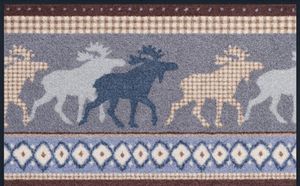 Waschbare Fußmatte - Elch - Nordic Elk blau 50x75 cm Wash+Dry