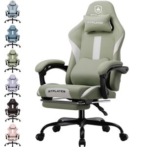 GTPLAYER Gaming Stuhl Ergonomischer Gaming Sessel Schreibtischstuhl mit Stoffoberfläche Atmungsaktiver Bürostuhl Federsitzkissen mit Fußstütze Grün GTPLAYER Gaming Stuhl Ergonomischer Gaming Sessel Schreibtischstuhl mit Stoffoberfläche Atmungsaktiver Bürostuhl Federsitzkissen mit Fußstütze Grün