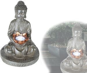 Solarleuchte Garten Buddha Deko Solarlampe Außenleuchte Solar mit Pflegetuch