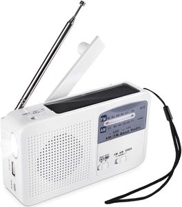 FNCF ragbares Notradio Solar Dynamo Power Wiederaufladbare Handkurbel FM / AM-Radio Drahtloser MP3-Player LED-Taschenlampe Sirene (Weiß)