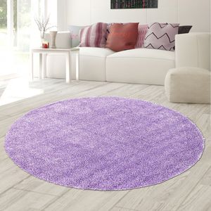 Hochflor-Teppich in Flieder – Perfekt für Fußbodenheizung Größe - 120 cm Rund
