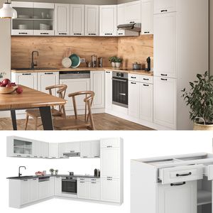 Vicco rohová kuchyňská linka R-Line bílá venkovský dům 227 x 287 cm výrobek ze dřeva