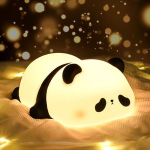 Panda LED Nachtlicht Kinder, Silikon Nachttischlampe Touch Dimmbar,  USB Wiederaufladbare Lampe mit Timer