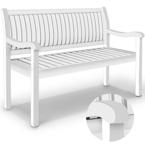 tillvex® zahradní lavička dřevo bílá 150 cm / 3 - 4 osoby lavička do parku masivní lavička zahradní nábytek