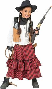 Cowgirl Kostüm "Austine" für Mädchen | Rot Schwarz Größe: 140