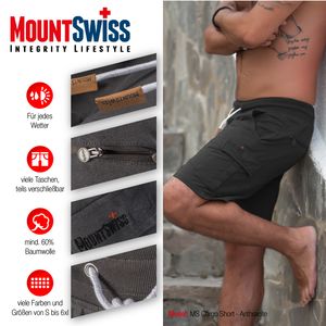 Mount Swiss Herren Kurze Jogginghose Cargo-Hose mit hohem Baumwollanteil Farbe: Anthrazit, Größe 6XL