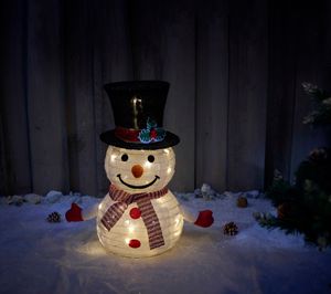 LED Schneemann Weihnachtsdeko 70cm hoch mit 45 LEDs zusammenfaltbar für Innen und Außen