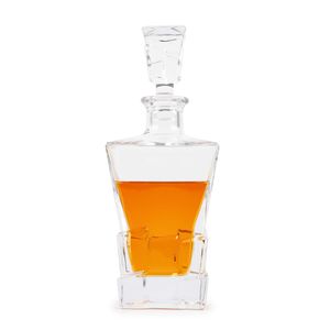 Whisky Karaffe mit Stopfen 950ml für Scotch, Cocktail, Rum, Bourbon, Cognac, Wodka und Likör, Whiskyflasche, Kristall-Dekanter - Dickes Glas Modell 3
