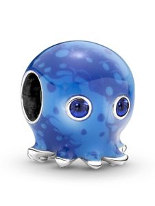 Pandora Charm 791698C01 Ocean Bubbles Waves Octopus Silber blaue Kristalle Blaue Emaille