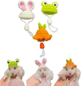 3 ks Mini ručně pletená čepice, roztomilá čepice s nastavitelným popruhem pro křečka, hada, žábu, králíka, ještěrku, malé zvíře, plazí hlavu, kostýmní doplňky, oblečení