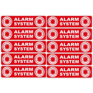 10 Aufkleber Alarm System Innenklebend I 12 x 3 cm I Motiv - Alarm gesichert - für Fenster-Scheibe Innen, Glastür I hin_453